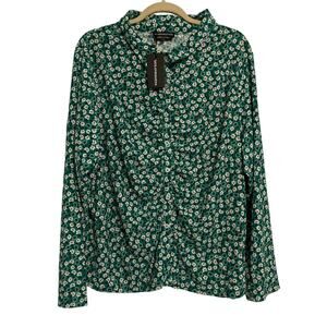 Wednesdays girl green floral top size 24